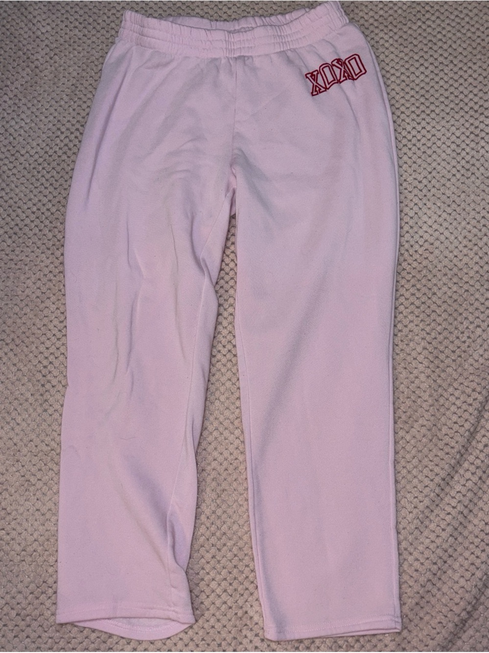 Bobbie Brooks Light Pink Jogger Pants with Red XOXO Detail